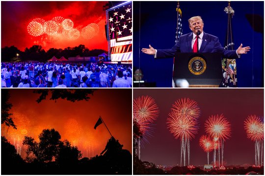 Vašingtone – pompastiška JAV nepriklausomybės 250-ųjų metinių šventė: kalbėjo D. Trumpas