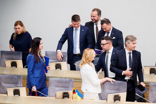 M. Sinkevičius pristatė būsimos Vyriausybės darbus: dėmesys – susipriešinimui ir gimstamumui, apie užsienio politiką – nieko