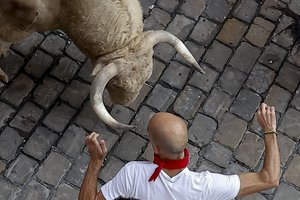 Per pirmąjį bulių bėgimą Pamplonoje sužeisti penki bėgikai