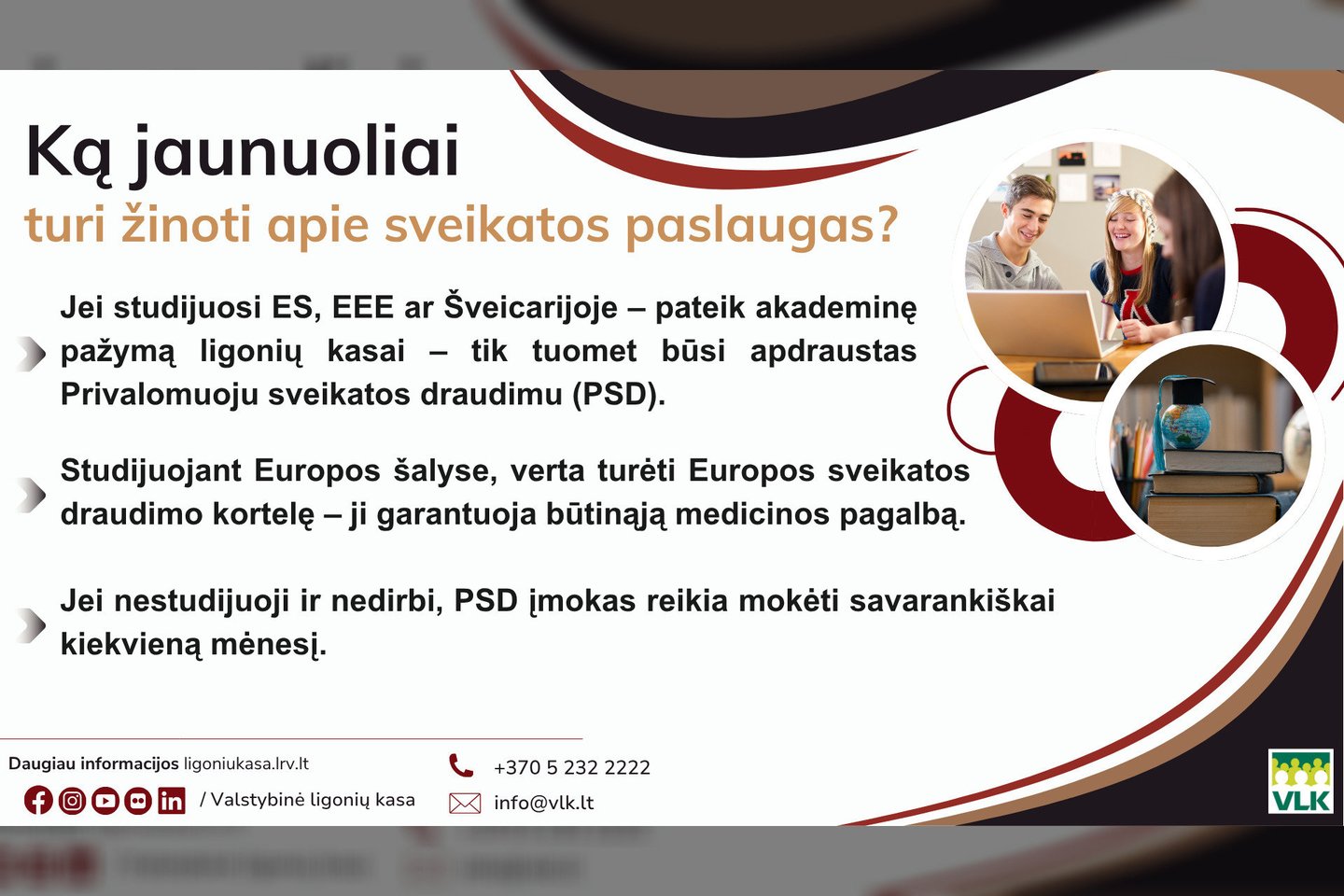 Ką jaunuoliai turi žinoti apie PSD. <br>VLK infografikas
