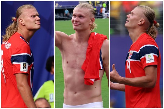 „Valgo kaip lokys“: ant Norvegijos žvėries E. Haalando stalo – įspūdingas kiekis maisto 