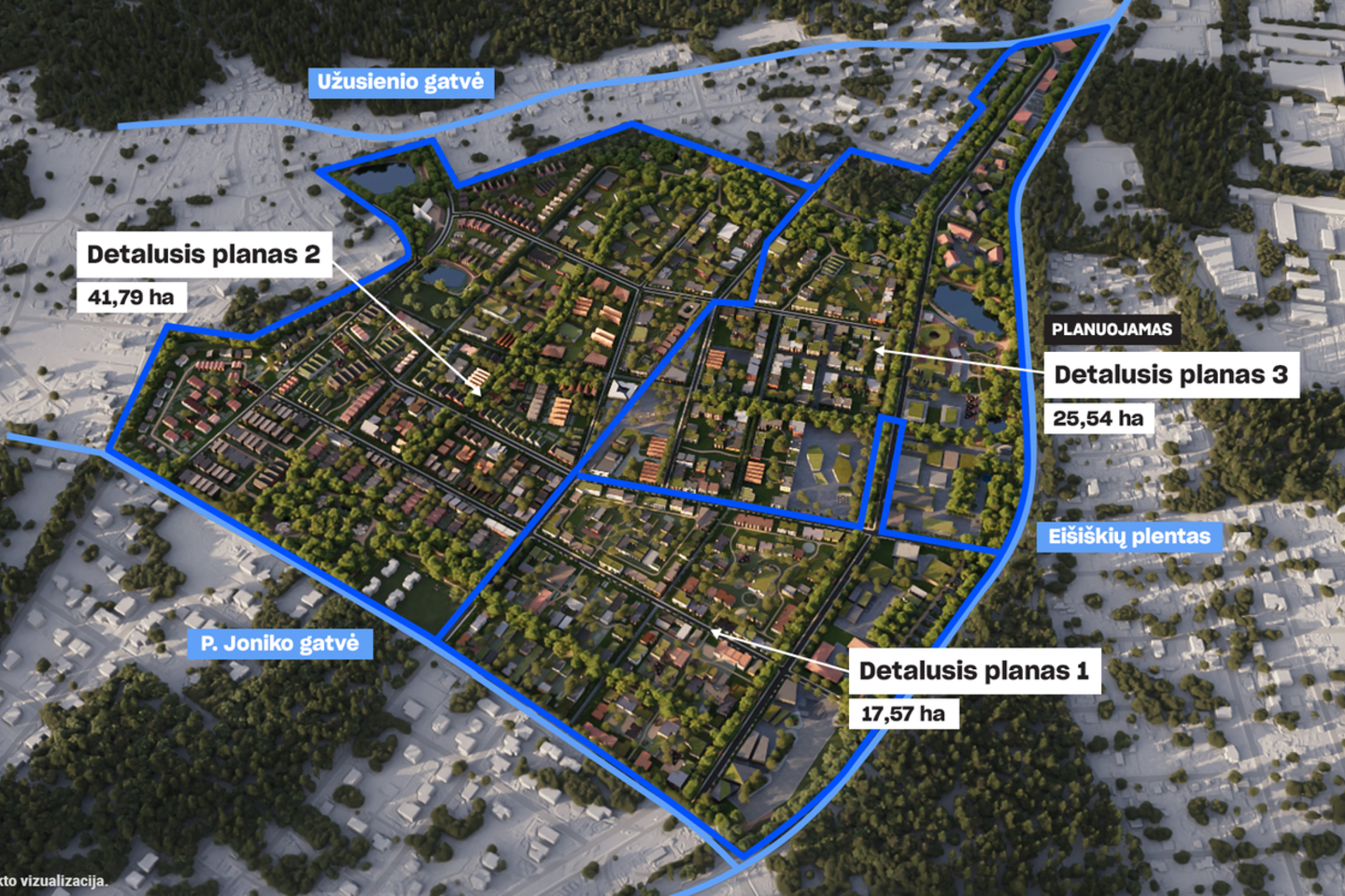 Real estate developer Darnu Group is set to build Launagiai, a new residential neighbourhood in southern Vilnius, on a site bordered by Eišiškės Highway, P. Joniko Street, Dieveniškių Street, and Žiūrų Street.