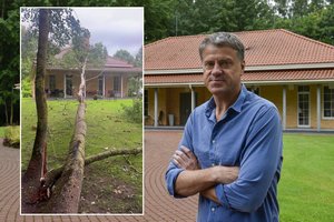 Stiprus vėjas smogė Rolando Skaisgirio sodybai: ant namo užvirto medis