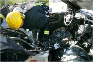 Vilniaus r. sudegė automobilis BMW – savininkas teigia, kad ką tik pasiėmė iš serviso