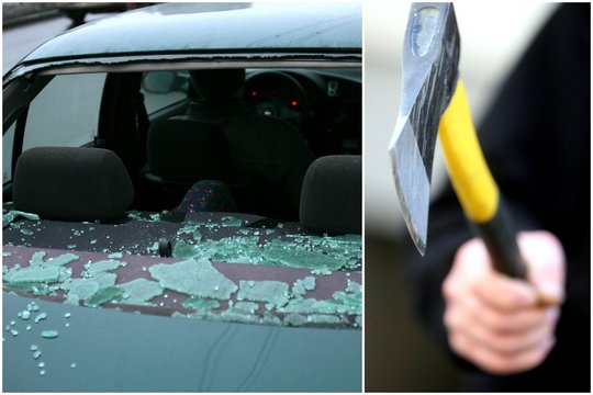 Kirviu ginkluotas vyras Klaipėdos r. užpuolė automobilyje sėdėjusias mamą ir seserį – dužo stiklai