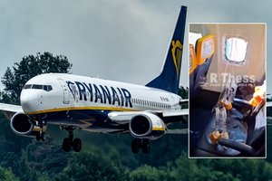 Panika „Ryanair“ skrydžio metu: išdužus lėktuvo langui, teko gelbėti keleivį