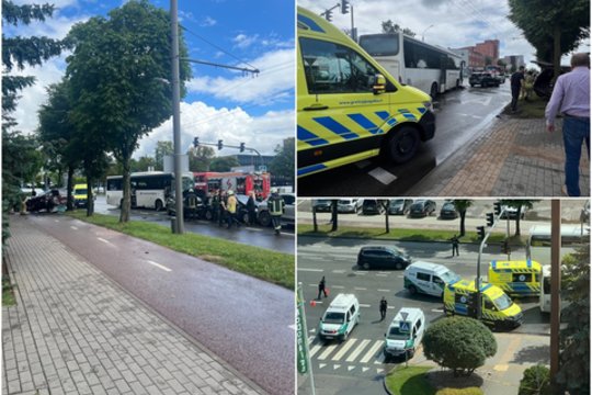 Tragiška nelaimė Kaune: susidūrus penkiems automobiliams, žuvo žmogus