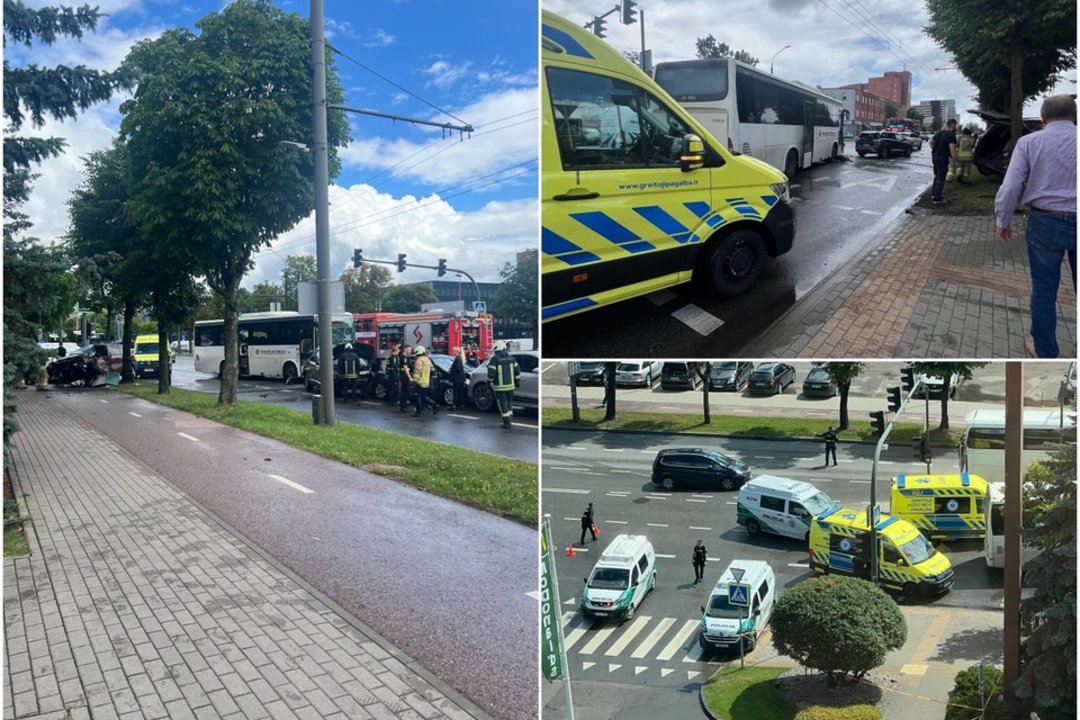 Tragiška nelaimė Kaune: susidūrus penkiems automobiliams, žuvo žmogus