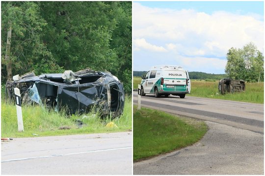 Švenčionių r. nuo kelio nuskriejo ir vertėsi „Toyota“ – žuvo moteris