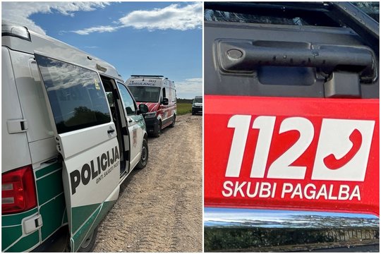 Jurbarko r. žvyrkelyje apvirto miškavežis – vairuotojas išvežtas į ligoninę