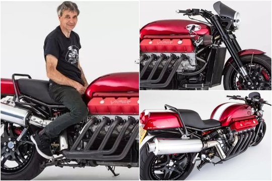 Aukcione parduodamas unikalus motociklas su 8 litrų 500 AG V10 varikliu