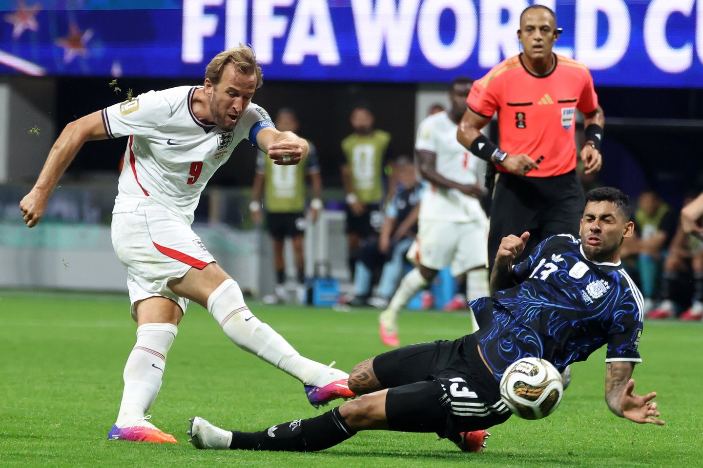 Argentinos ir Anglijos futbolo rinktinių rungtynės pasaulio pirmenybių pisfinalyje<br>EPA/ELTA nuotr.