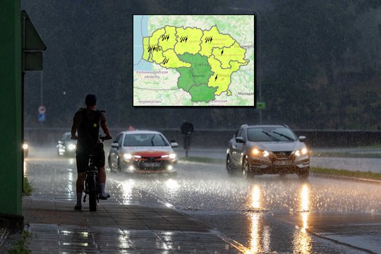 Slenkant lietaus debesims – perspėjimai daliai Lietuvos miestų