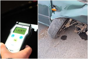Girtas ir beteisis vairuotojas Utenos r. sukėlė avariją, per kurią sudaužyti 3 automobiliai