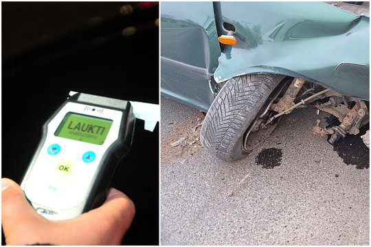 Girtas ir beteisis vairuotojas Utenos r. sukėlė avariją, per kurią sudaužyti 3 automobiliai