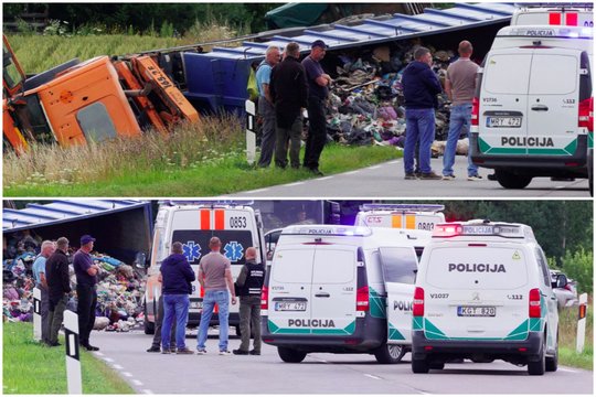 Vaizdai iš įvykio vietos: per susidūrimą su sunkvežimiu greta Vilniaus žuvo 19-metė BMW vairuotoja