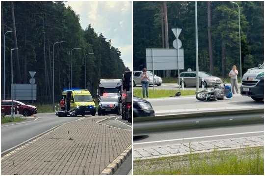 Žiedinėje sankryžoje greta Šventosios nutrenktas motociklininkas – prireikė medikų