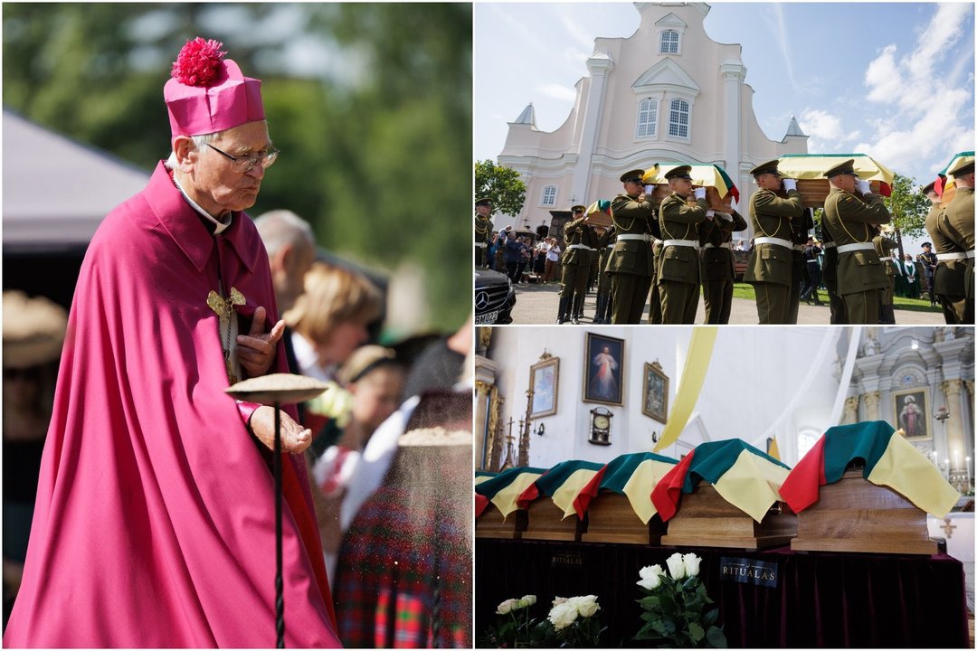 Iškilminga laidotuvių ceremonija Jūžintuose: palaidota 15 partizanų ir sovietų genocido aukų