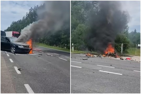 Kauno apskrities keliuose – dvi skaudžios motociklų avarijos, kurias skiria vos 40 minučių