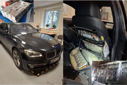 Prie Dieveniškių kilpos pričiuptas šalčininkietis gali netekti savo BMW su slėptuve cigaretėms