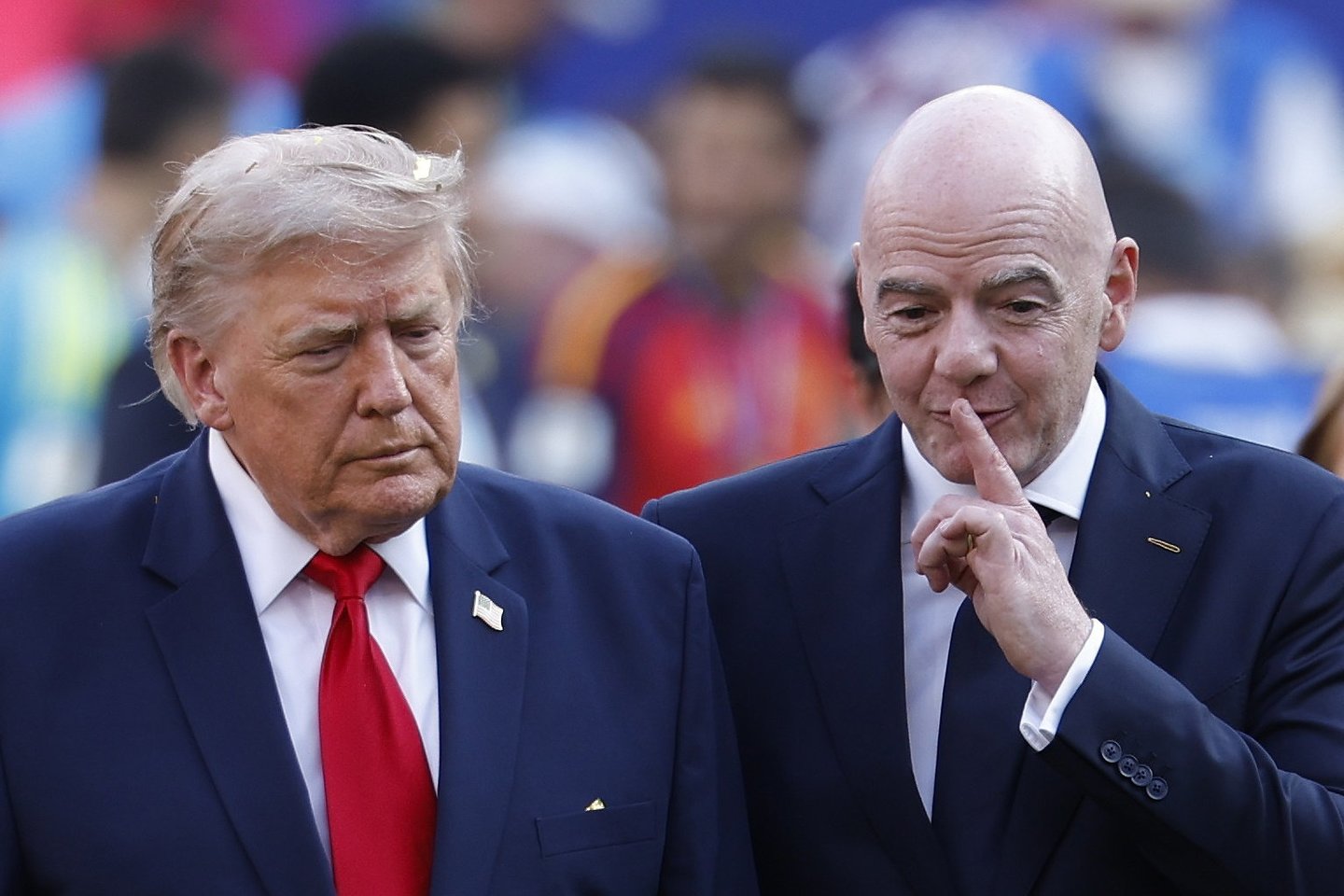 JAV prezidentas Donaldas Trumpas ir FIFA prezidentas Gianni Infantino.<br>EPA/ELTA nuotr.
