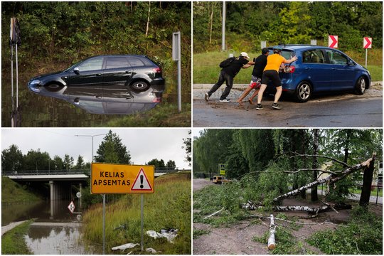 Stichijos nusiaubtas Vilnius: apsemti keliai, skęstantys automobiliai ir kaip degtukai išvartyti medžiai