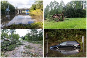 Aiškėja dramatiškos Lietuvai smogusios audros pasekmės: gelbėjo įkalintus žmones, medžiai traiškė automobilius