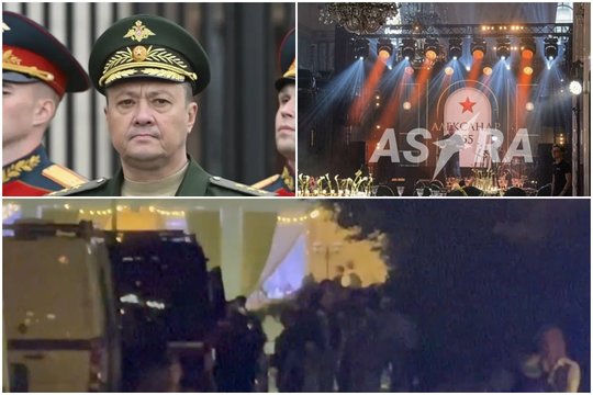 Paviešino vaizdus iš sprogimo sudrebinto restorano, kuriame vyko Rusijos generolo šventė