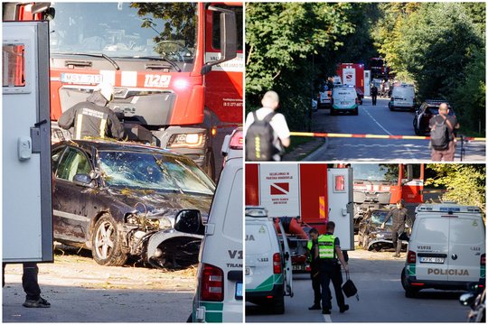 Vilniuje į tvenkinį įskriejo automobilis – gelbėti jame likusios moters puolė ugniagesiai