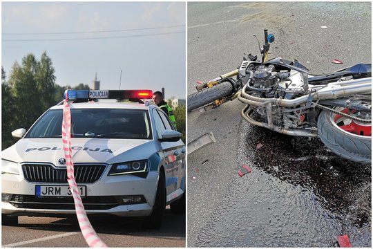 Netoli Elektrėnų susidūrus motociklui ir automobiliui nukentėjo 3 žmonės