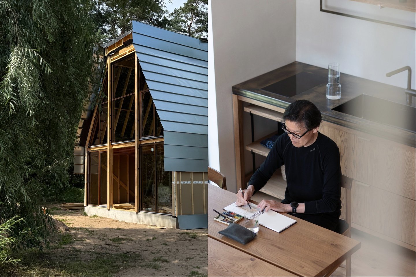 Japonų architektas Masahiro Katsume savo pastatų eskizus pirmiausia nupieša ranka.