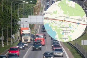 Važiuojantieji iš Kauno į Vilnių strigo didžiulėje spūstyje: pranešta apie užblokuotą eismo juostą