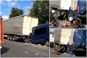 Mirtinas ukrainiečių mikroautobuso ir latvio vilkiko susidūrimas Kėdainių r.: 2 žuvę, 7 sužeisti