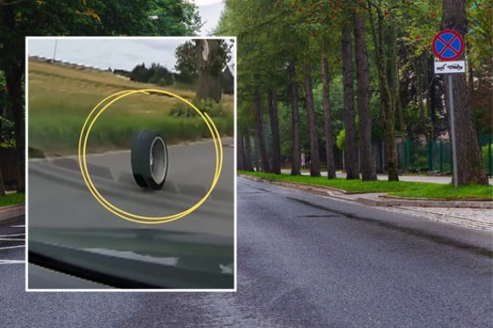 Siaubinga akimirka kelyje: nuo merės automobilio važiuojant nuskriejo ratas