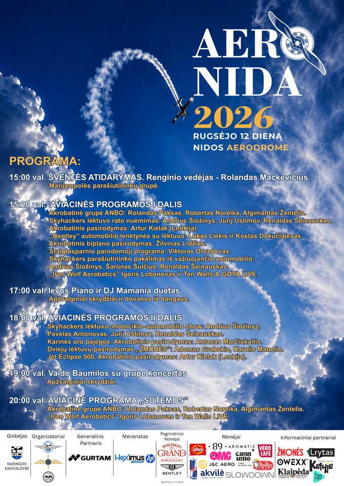 Rugsėjo 12 dieną Nidos aerodromas vėl taps vieta, kurioje verta žiūrėti į dangų.