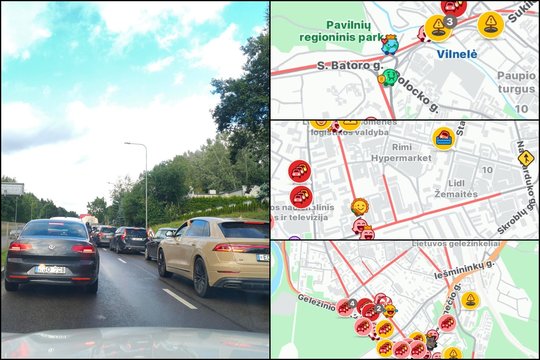 Vilnius nusidažė raudonai: ketvirtadienį vakare gatvėse susiformavo dešimtys spūsčių