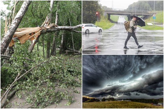 „Situacija bus gana pavojinga ir net labai pavojinga“: vėjas gali siekti net 30 m/s, lietus pils lyg iš kibiro