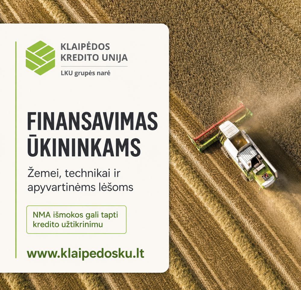   Klaipėdos kredito unija ūkininkams siūlo prie jų veiklos ciklo pritaikytą finansavimą.