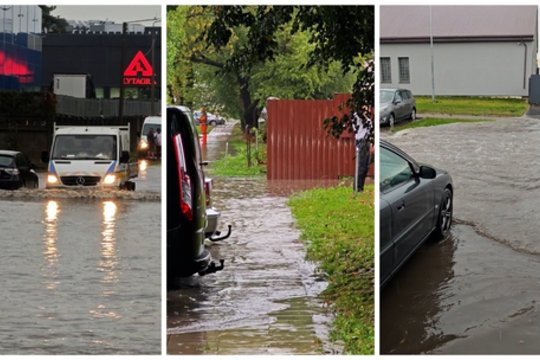 Per Lietuvą slenkantys lietaus debesys užtvindė gatves: užfiksavo vaizdus