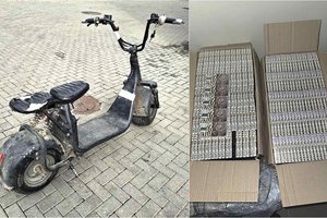 Ne pirmąkart pasieniečiams įkliūvantis šalčininkietis kontrabandines cigaretes gabeno elektriniu motoroleriu