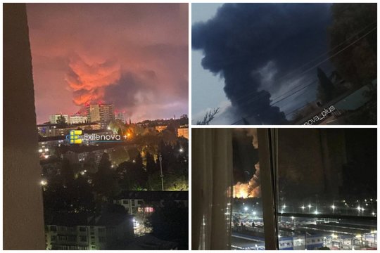 Karas Ukrainoje. Kurortinio Sočio rajone siautėja liepsnos: Rusija sulaukė galingo smūgio