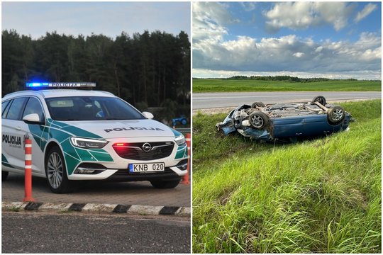 Greta Vilniaus vertėsi automobilis: „Žmogus išlindo ir ropoja“
