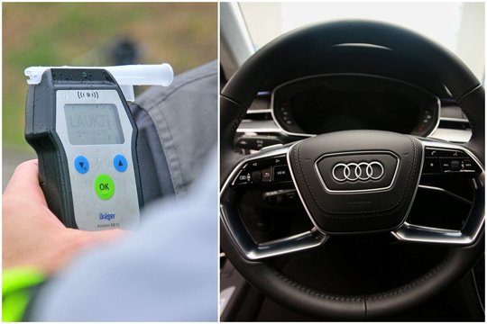 Įvinguriavęs į parduotuvės aikštelę „Audi Q5“ vairuotojas Vilniuje kliudė tvorą, dar išgėrė ir „lūžo“ – prižadintas pripūtė įspūdingai