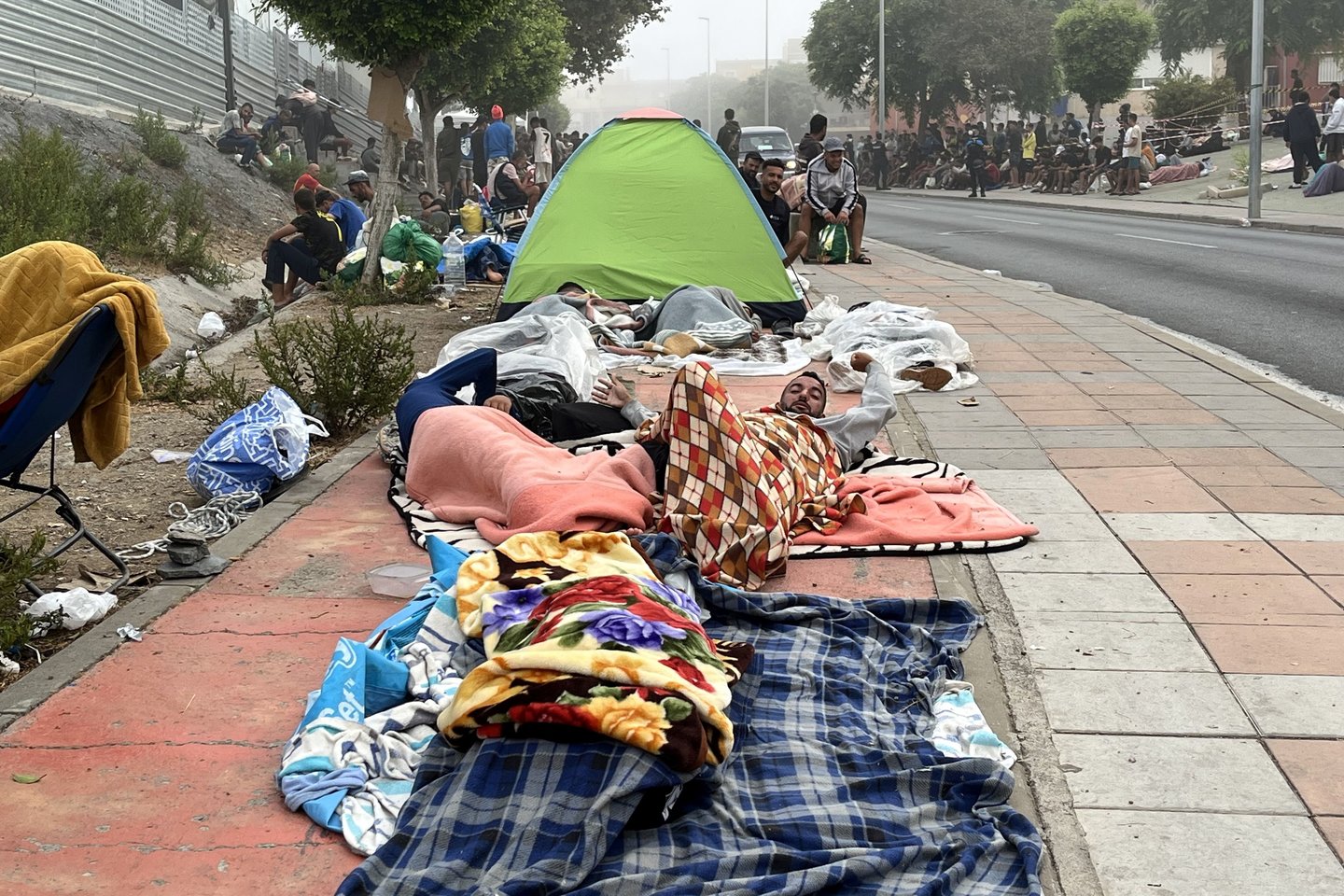 Migrantai Seutoje.<br> EPA/ELTA nuotr.
