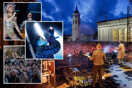 Prasto oro nepabūgo: J. Jaručio ir D. Montvydo koncertus Vilniaus Katedros aikštėje stebėjo įspūdinga minia