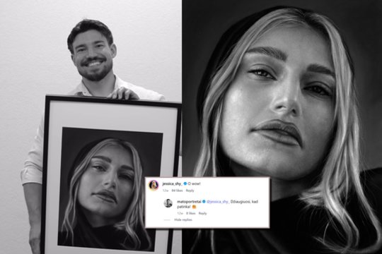 Įspūdingais žvaigždžių portretais išgarsėjęs menininkas nupiešė Jessicą Shy, tačiau sulaukė kirčio