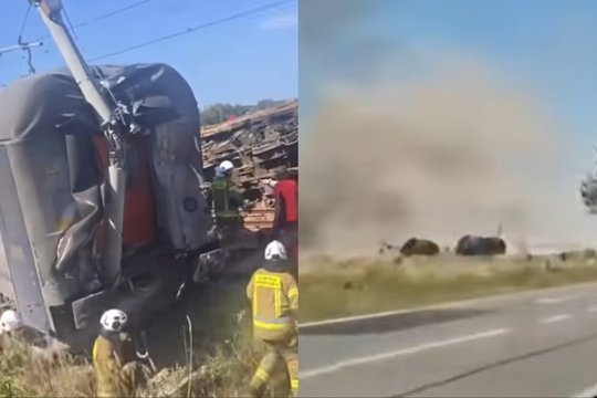Nelaimė Lenkijoje: traukiniui susidūrus su betonvežiu sužalota 20 žmonių