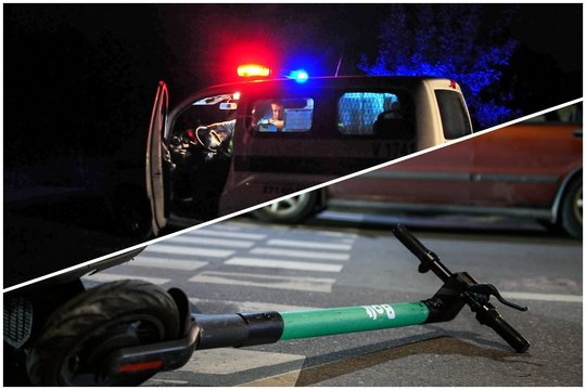 Vilniuje policijos automobilis partrenkė pėsčiųjų perėja paspirtuku važiavusį vyrą