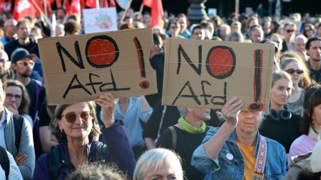 „Demokratijai nereikia alternatyvų“: tūkstančiai Vokietijoje tęsia protestus prieš AfD