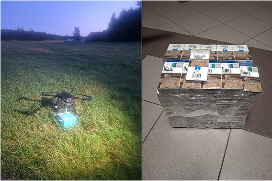 Pasienyje su Baltarusija „avariją“ patyrė kontrabandininkų dronas, gabenęs cigaretes
